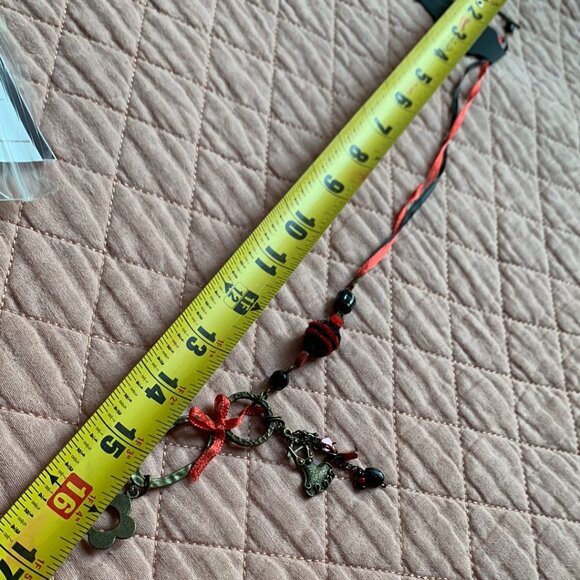 Handmade - Red & Black Little dress Charm Necklace – Asymmetrical Mixed-Media - Picture 5 of 9